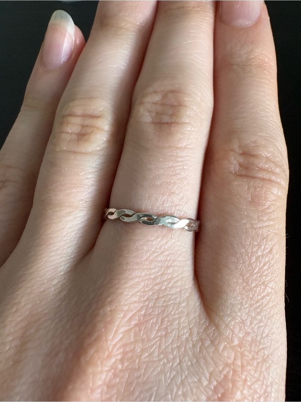 Woven Thin 925 Silver Band Ring - Picture 3 of 5